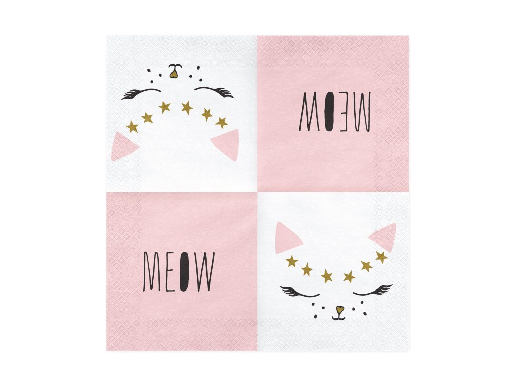 Pink & White Kitty Cat Lunch Napkins 20ct