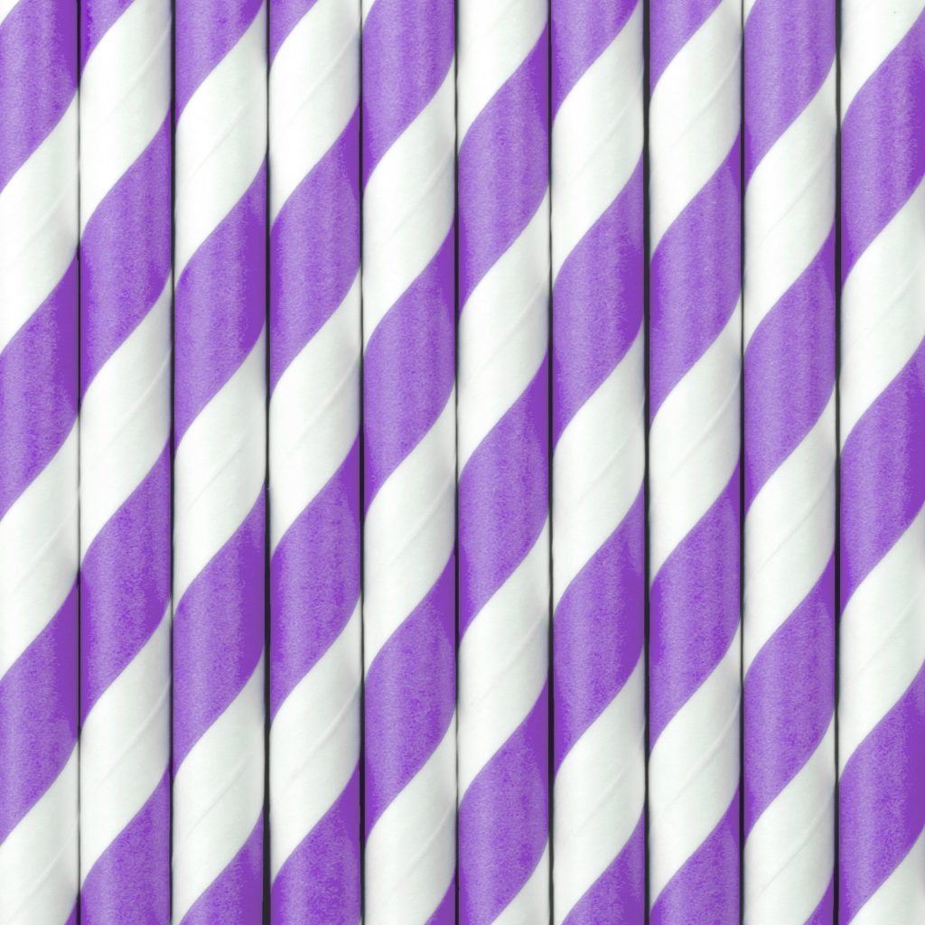 Lilac Striped Paper Straws 10ct