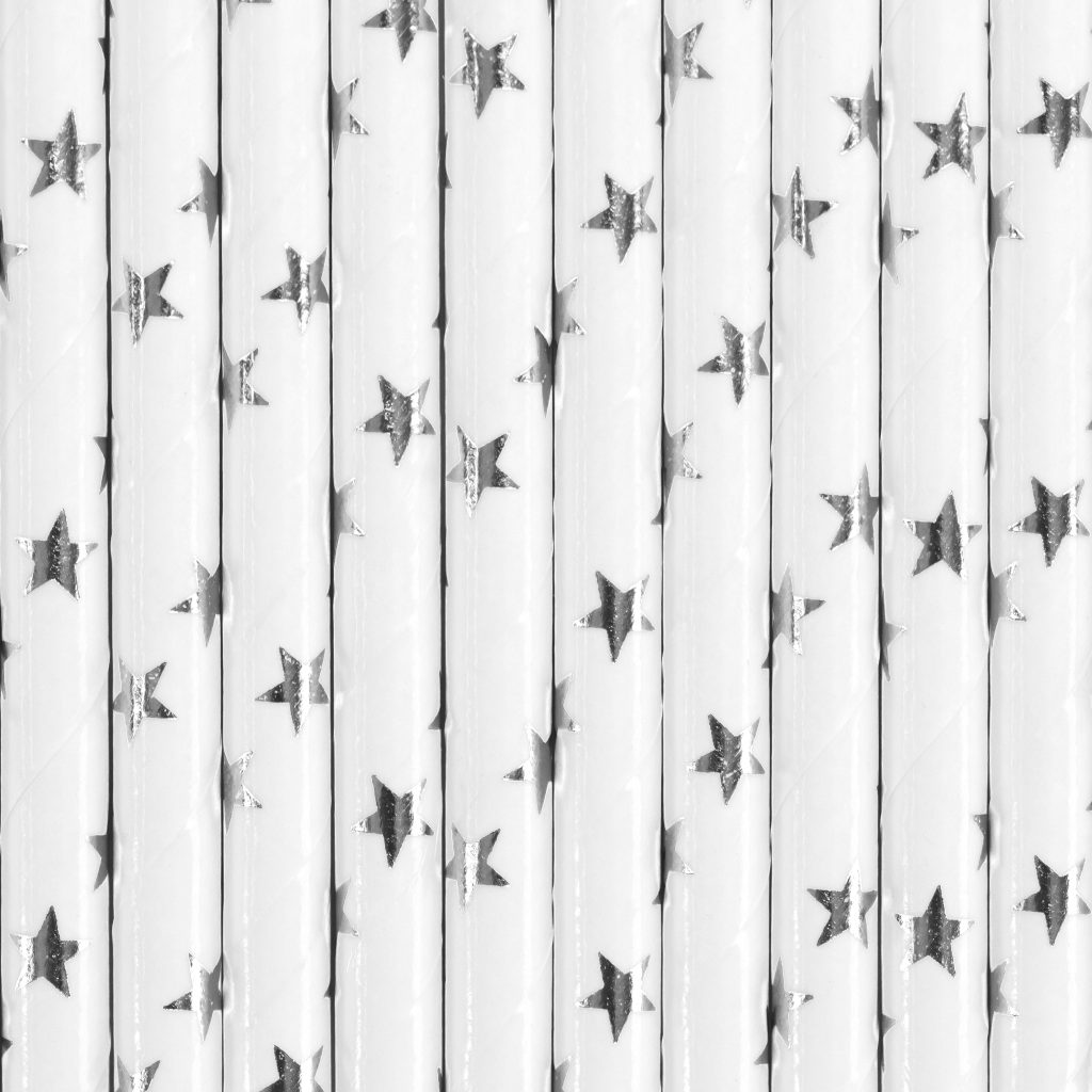 Silver Star Paper Straws 10ct