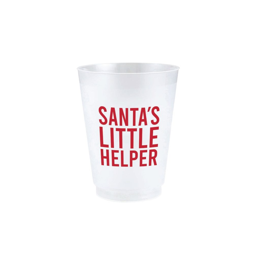 Santa’s Little Helper Frosted Plastic Cups 8ct