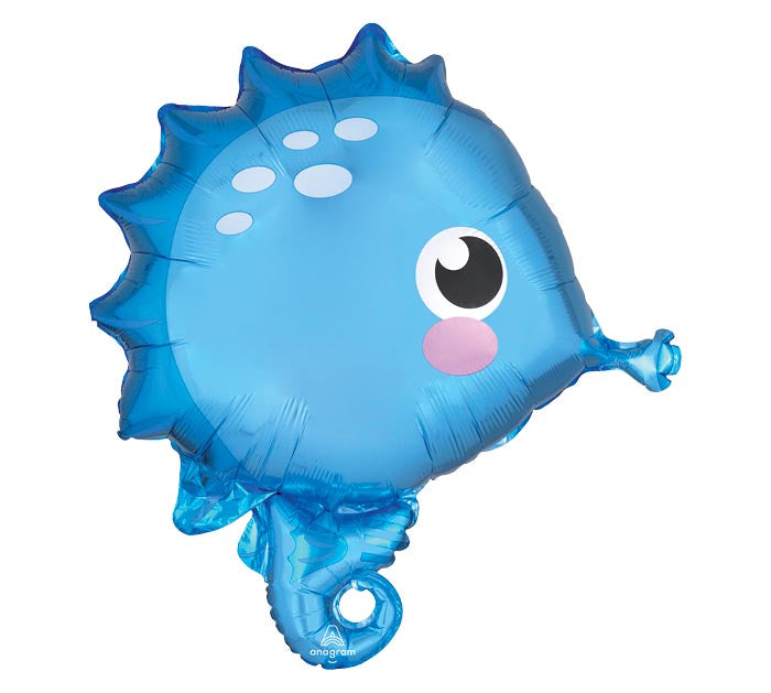 Blue Seahorse Balloon 21in