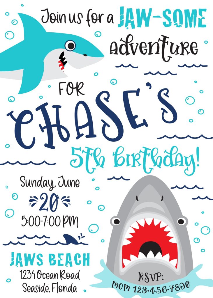 Jawsome Shark Birthday Invitation