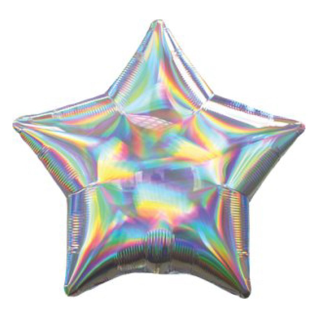 Silver Iridescent Star Balloon 19in