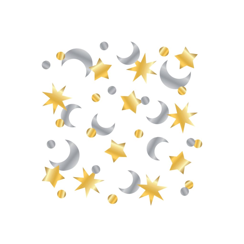 Silver & Gold Star And Moon Confetti Pack