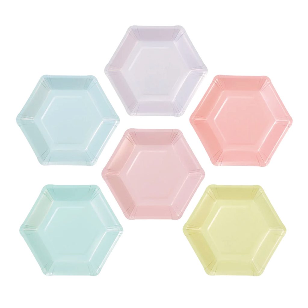 Pastel Hexagonal Dessert Plates 12ct