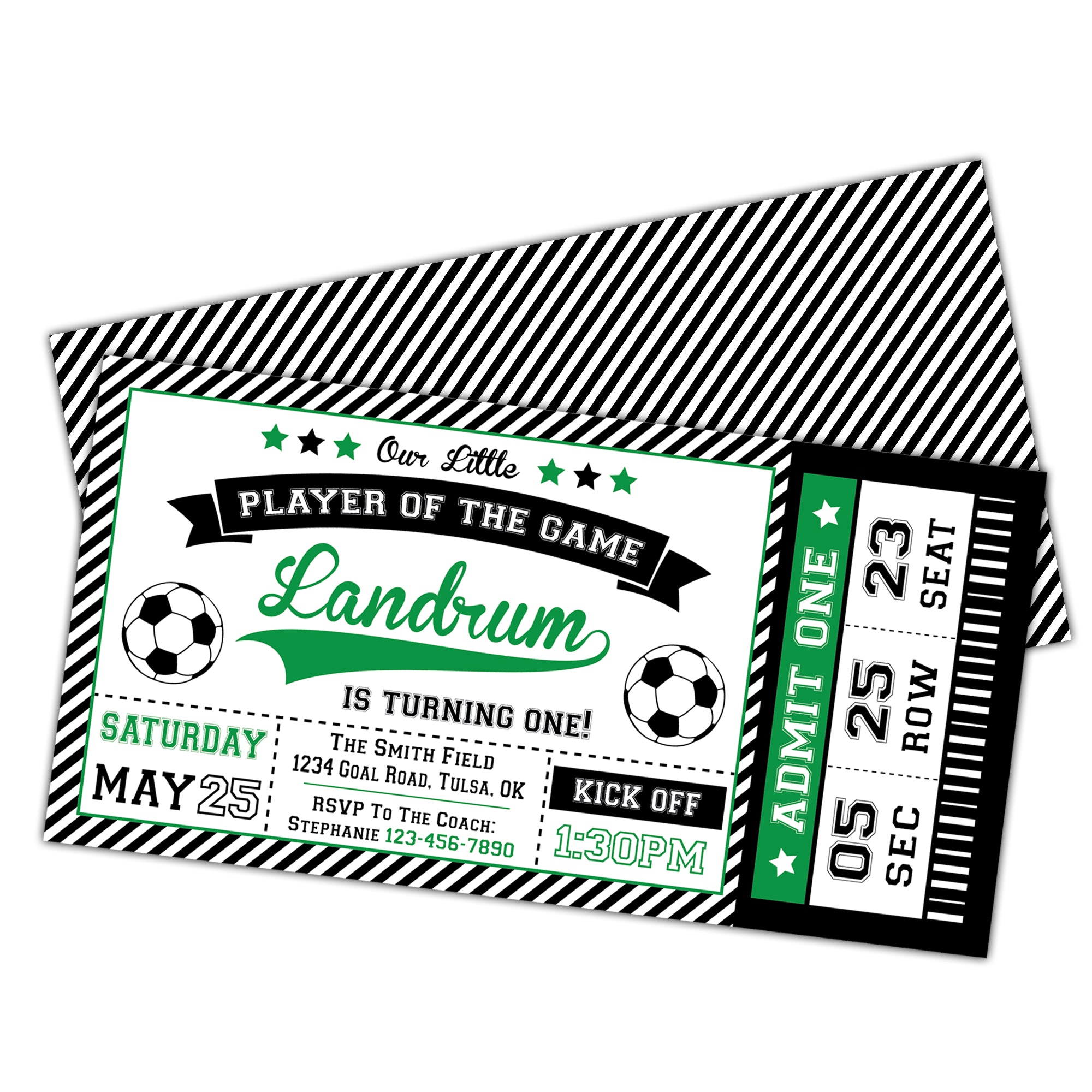 Soccer Ticket Birthday Party Invitation