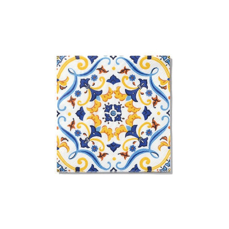 Spanish Yellow & Blue Dessert Napkins 25ct