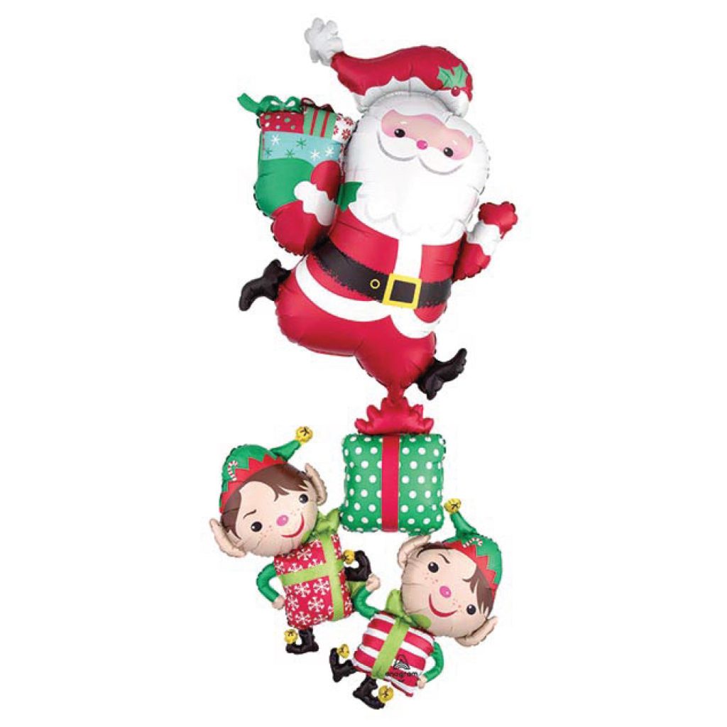 Stacked Santa & Elf Multi-Balloon 63in