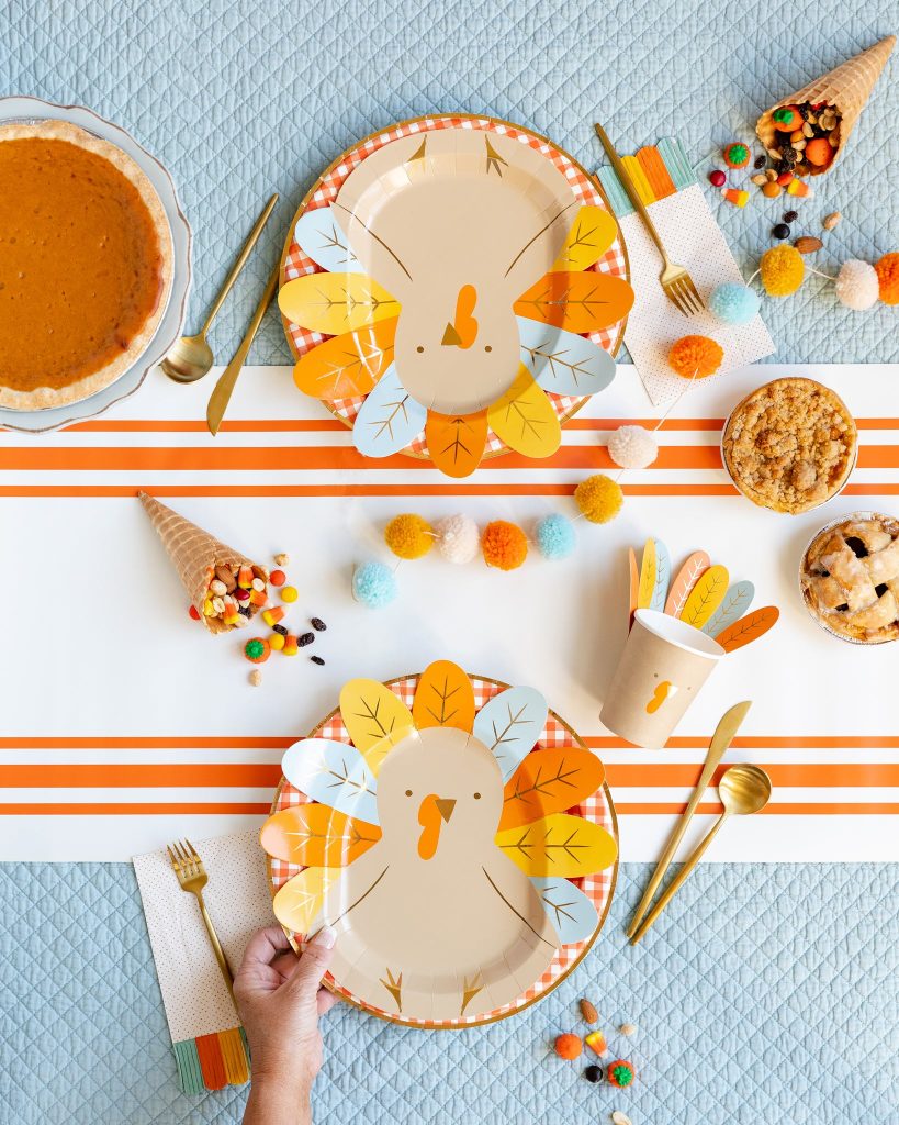 Rust Orange Striped Paper Table Runner