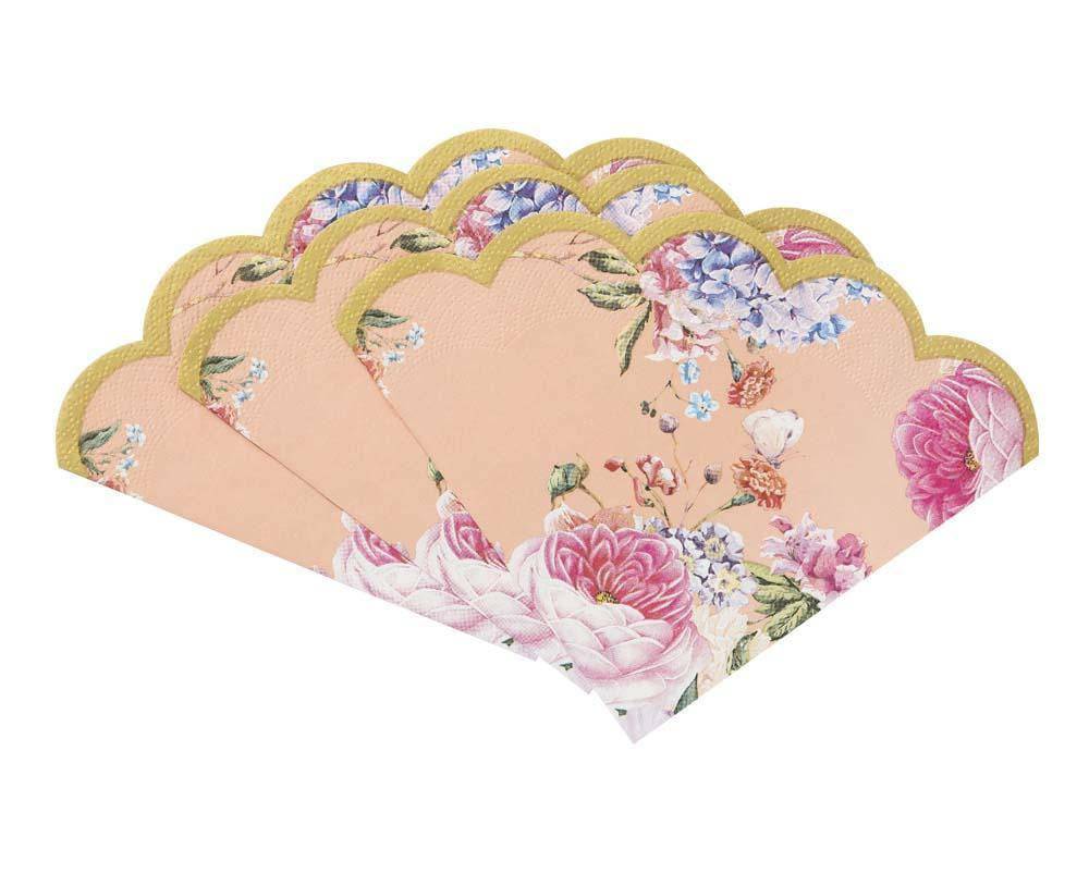 Peach Floral Scalloped Edge Lunch Napkins 20ct