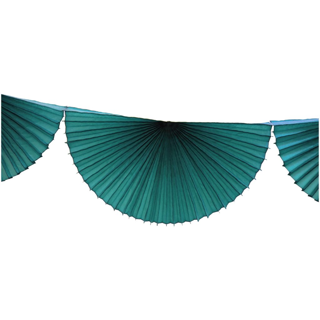 Teal Bunting Fan Garland 10ft