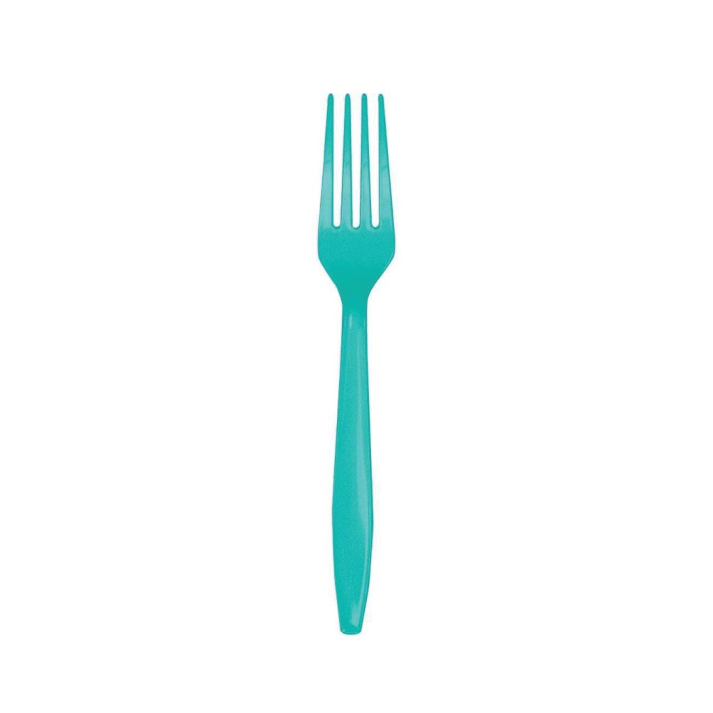 Teal Plastic Forks 24ct