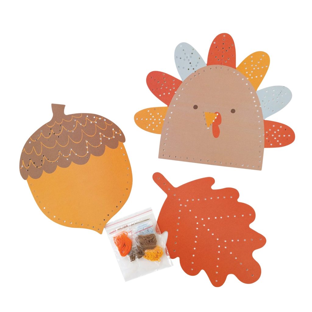 Thanksgiving Sewing Cards For Kids 3ct