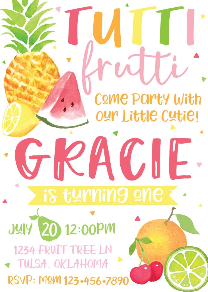 Tutti Frutti Birthday Party Invitation