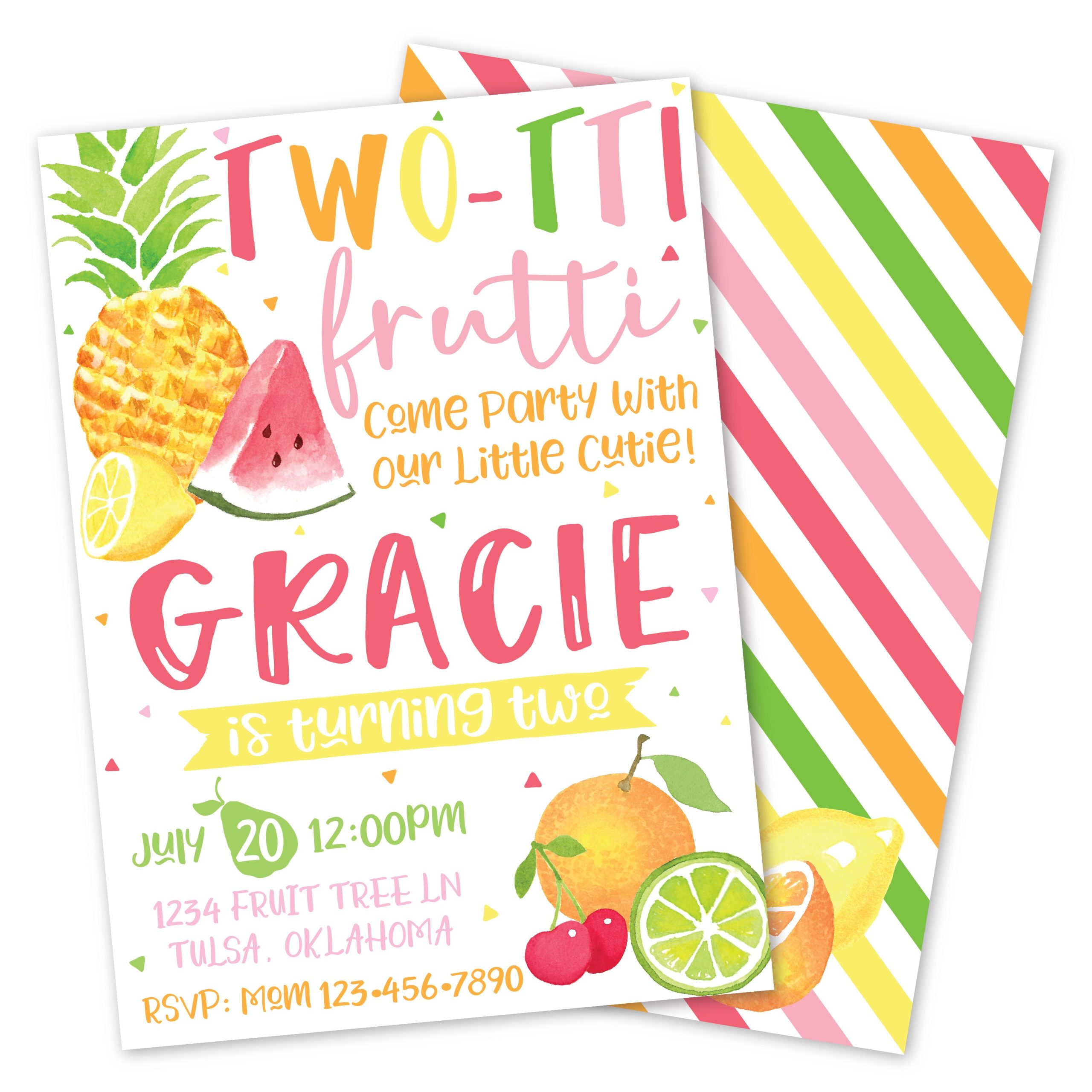 Twotti Fruitti Birthday Party Invitation