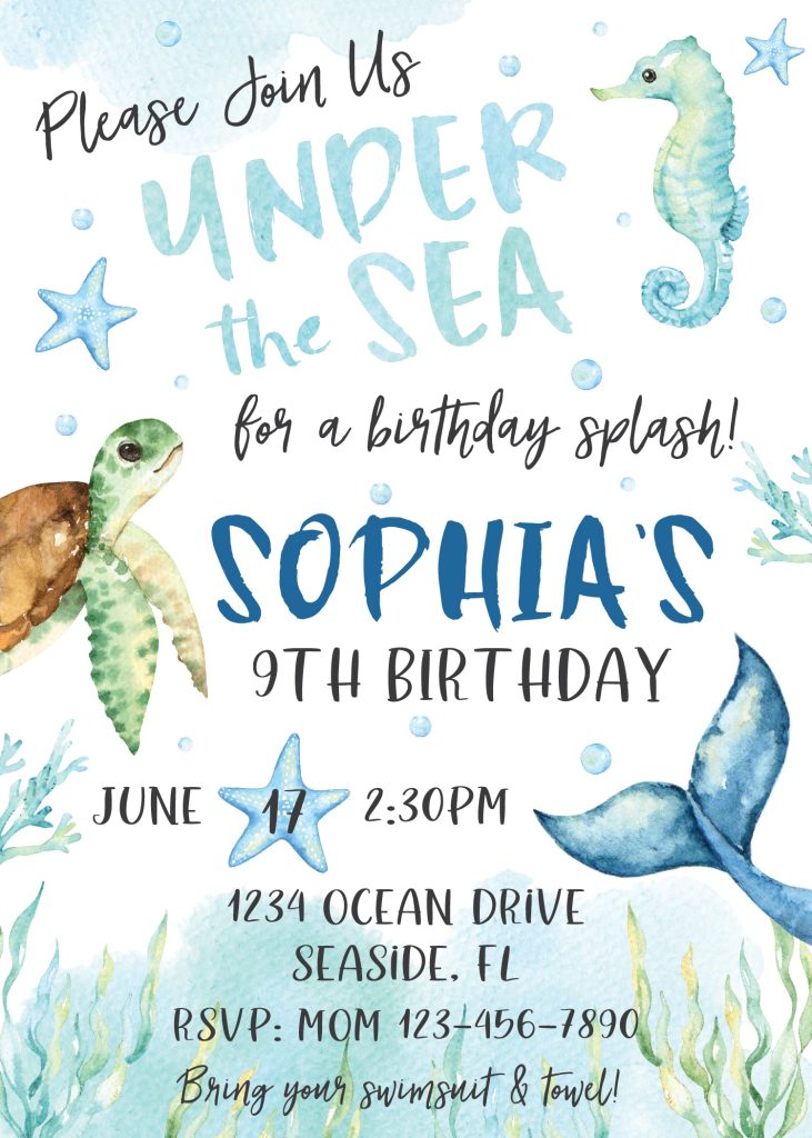 Under The Sea Birthday Invitation