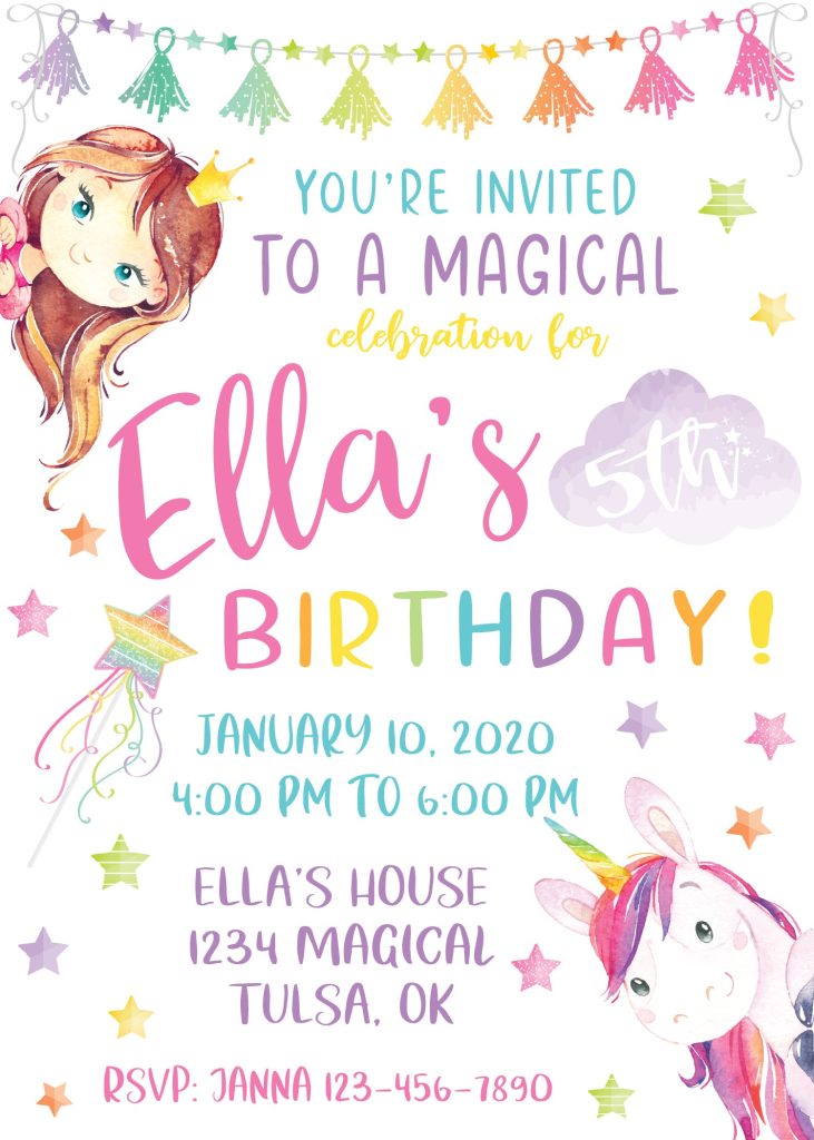 Magical Unicorn Birthday Party Invitation