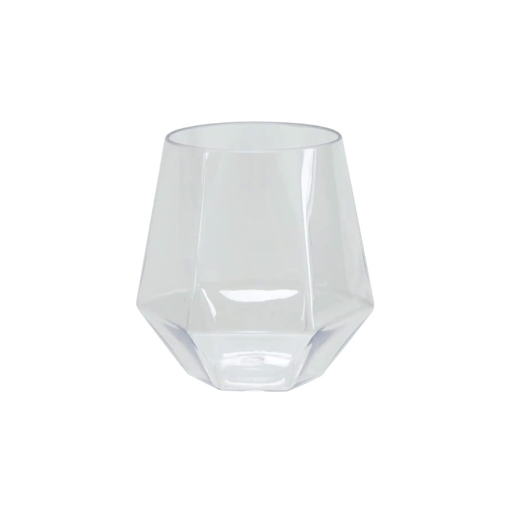 Clear Hexagonal Stemless Plastic Wine Goblets 6ct