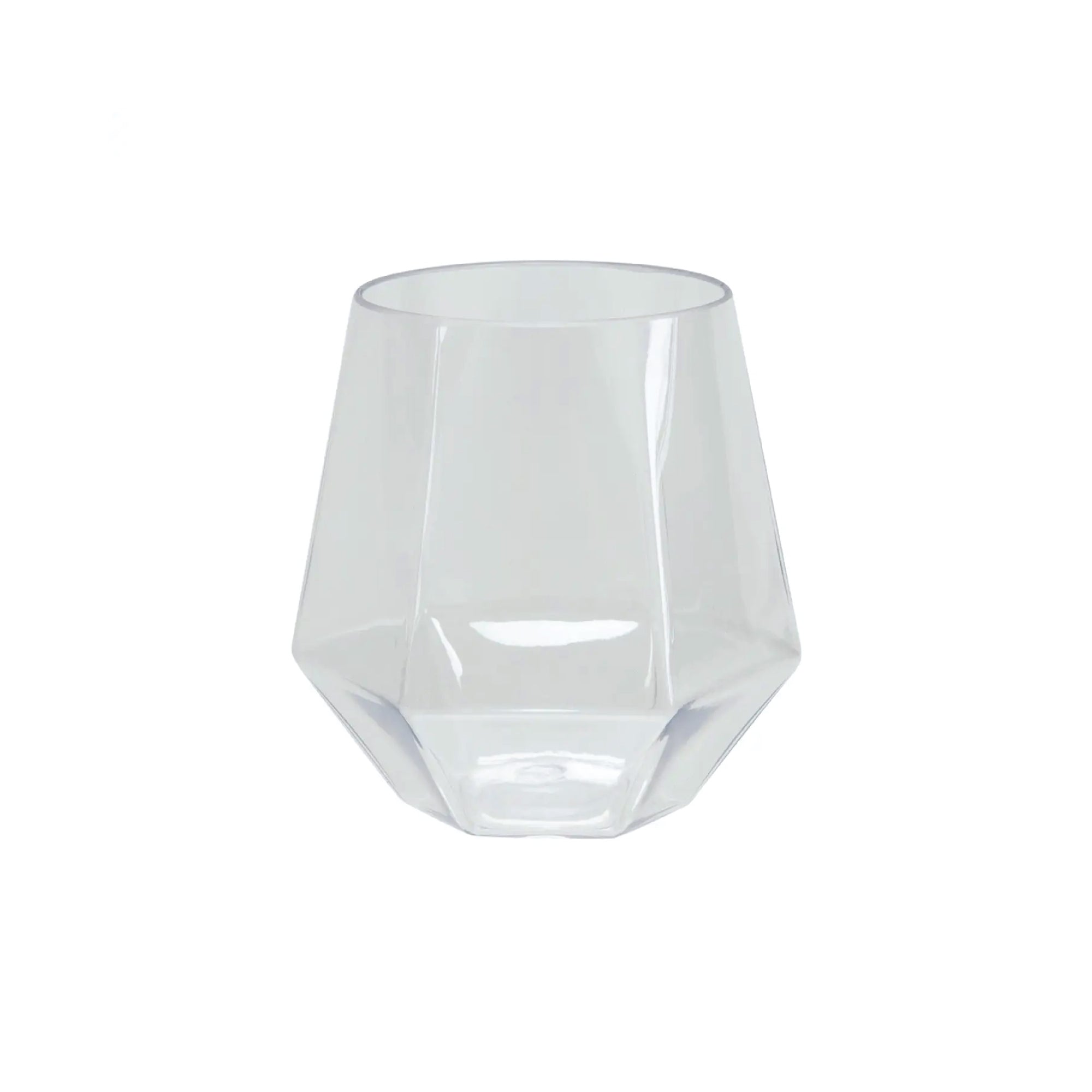 Clear Hexagonal Stemless Plastic Wine Goblets 6ct