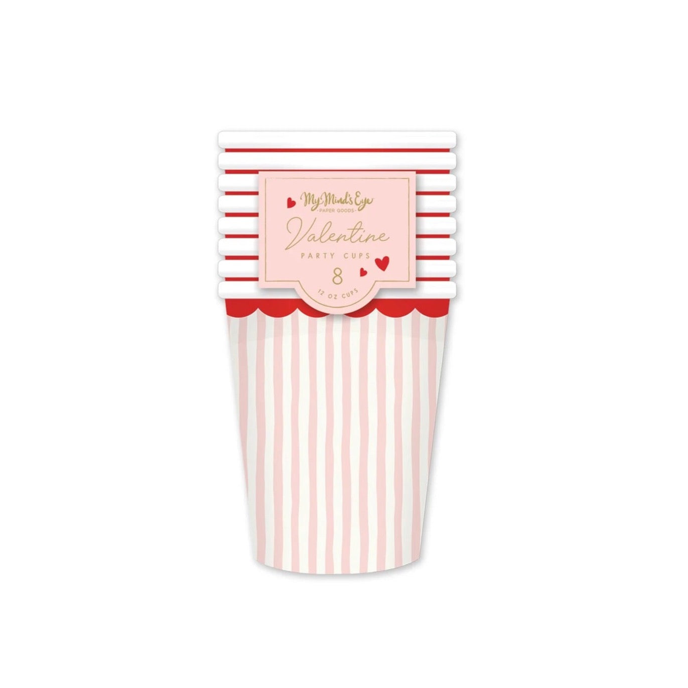 Red & Pink Striped Paper Cups 8ct