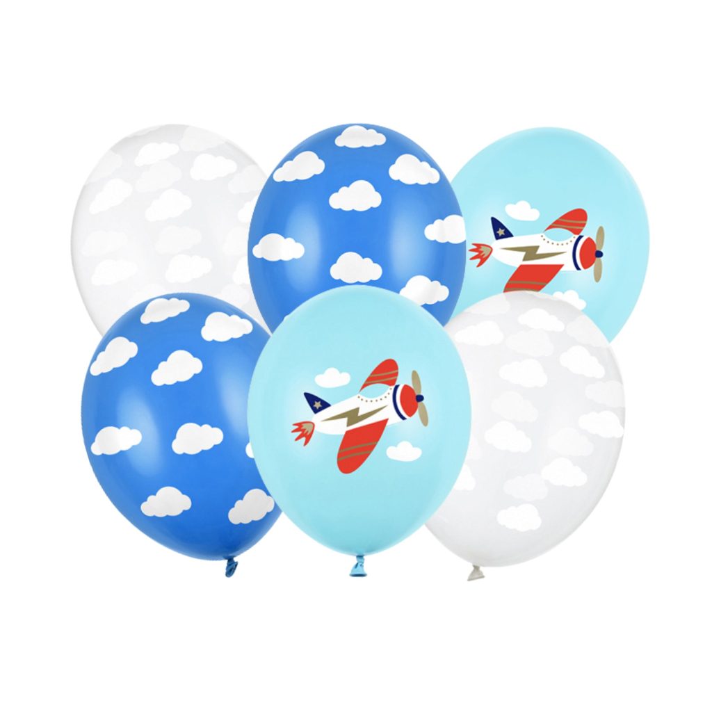 Vintage Airplane & Cloud Balloon Bouquet 6ct