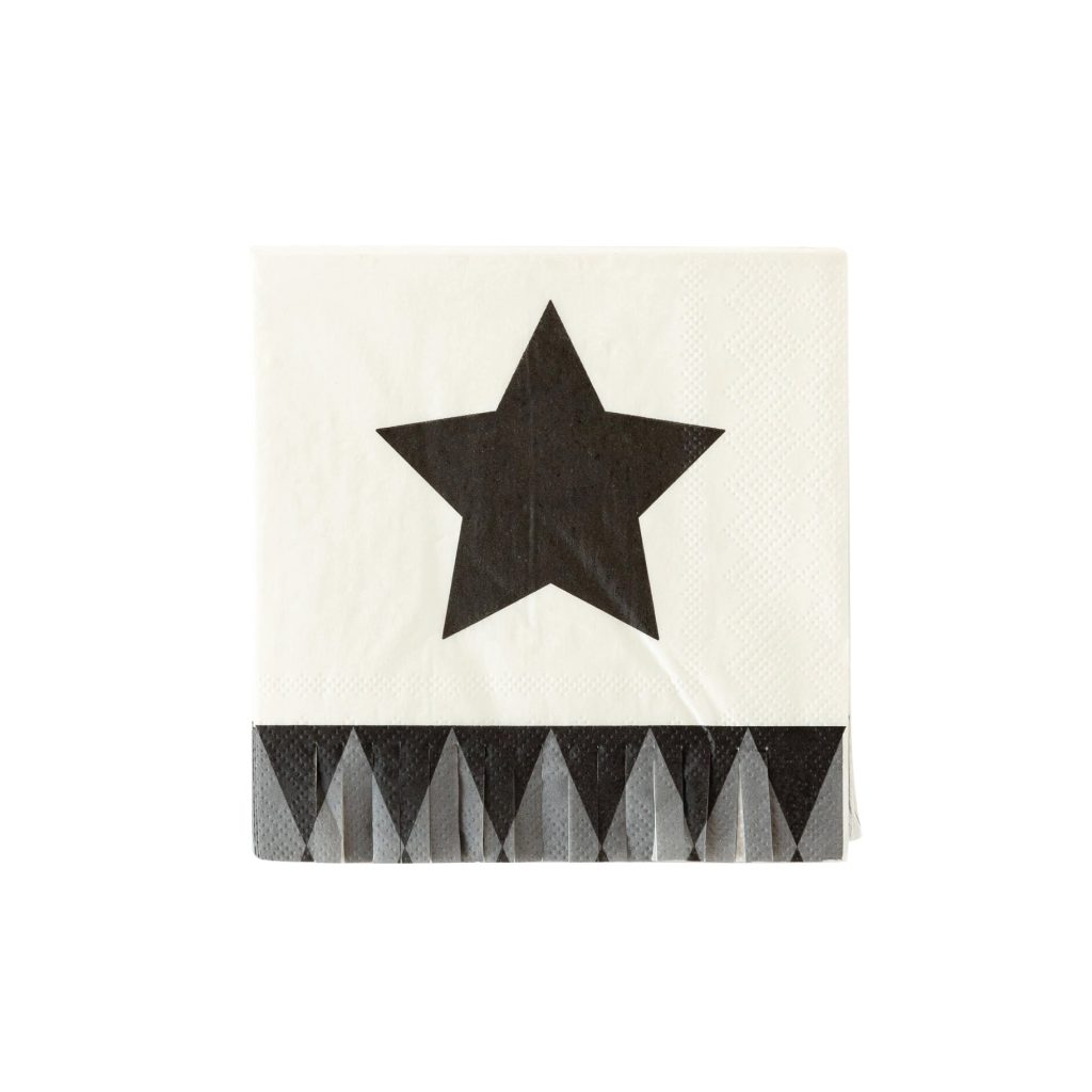 Classic Cream & Black Halloween Star Dessert Napkins 24ct