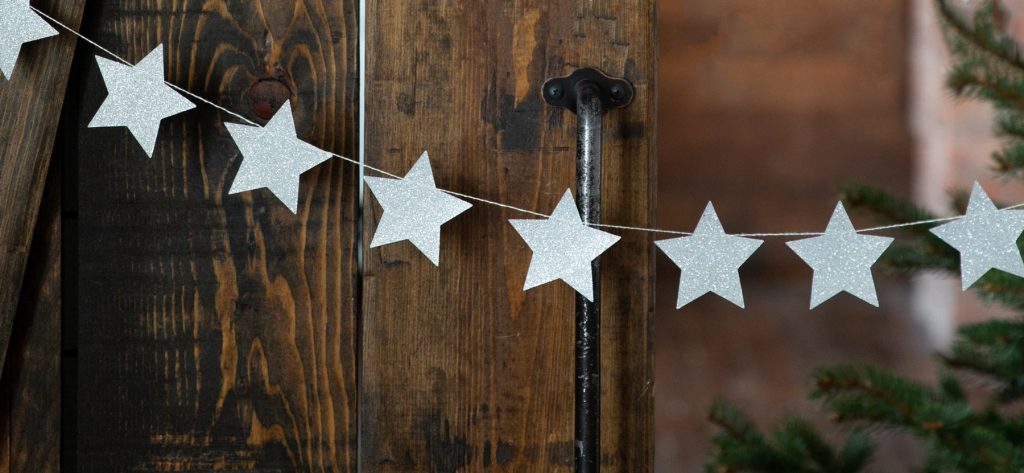 Silver Glitter Stars Garland 6ft