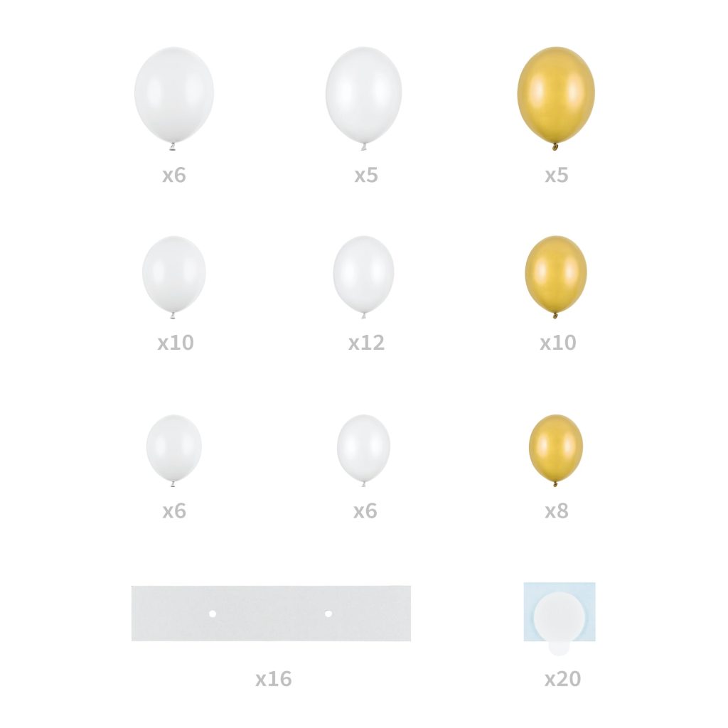 White & Gold Heart Balloon Garland Kit 68pc