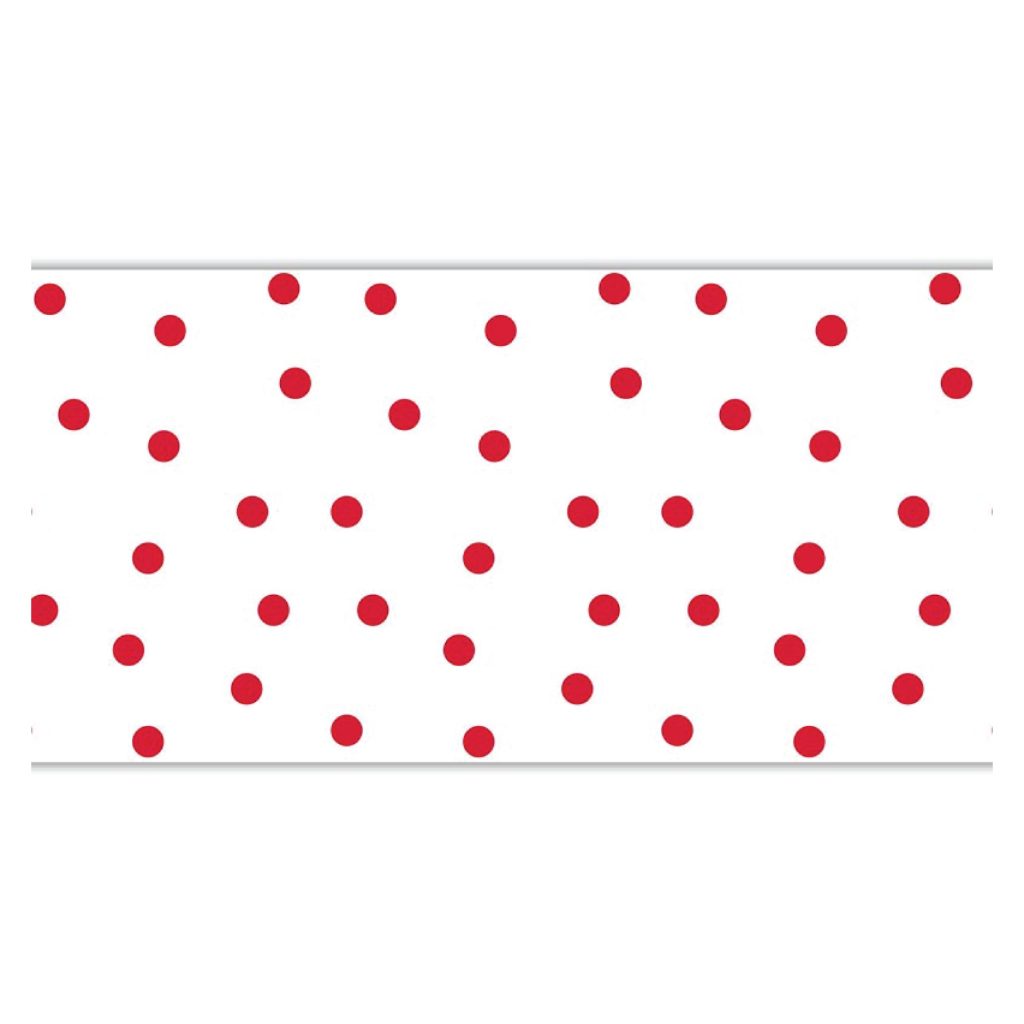 White & Red Polka Dot Paper Table Runner 4ft