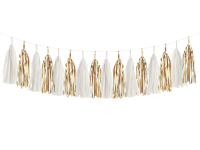 White & Gold Tassel Garland Kit