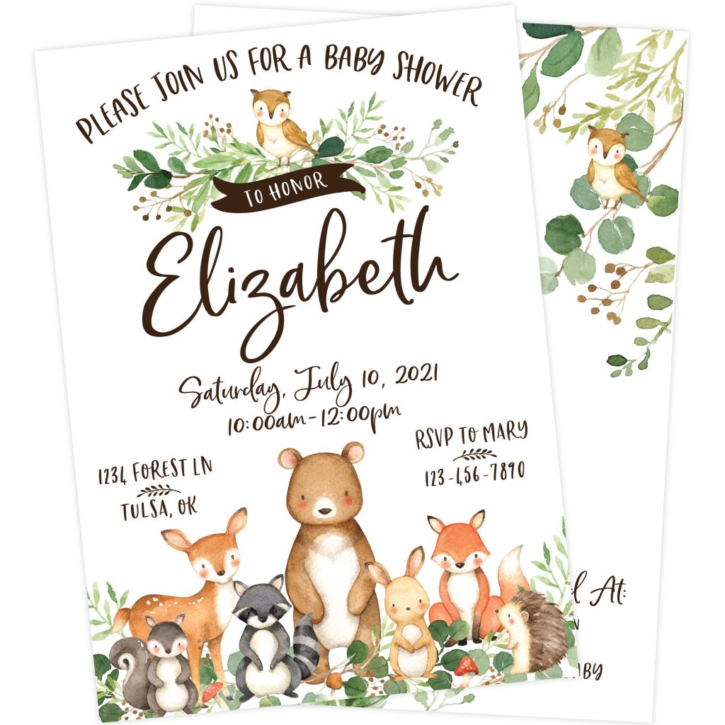 Woodland Baby Shower Printable Invitation