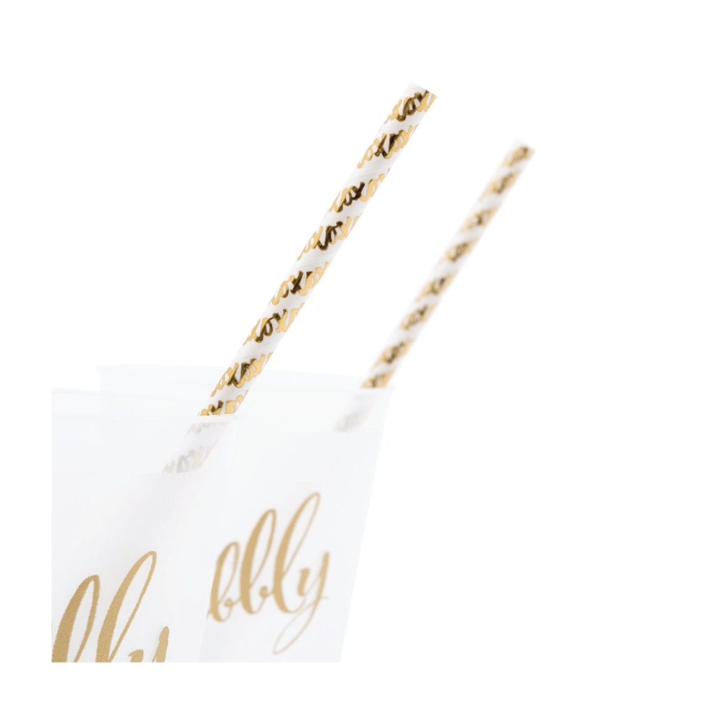 XO Gold Metallic Paper Straws 25ct