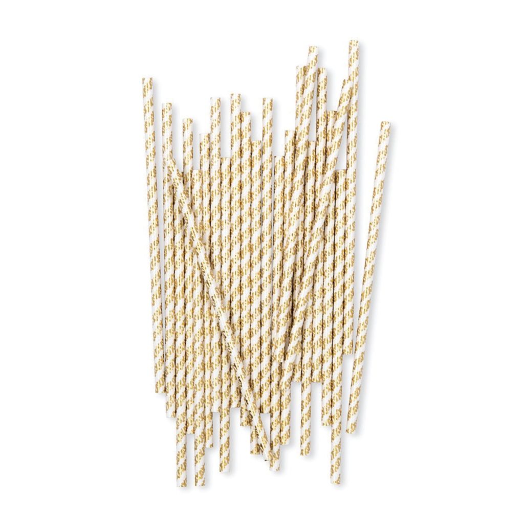 XO Gold Metallic Paper Straws 25ct