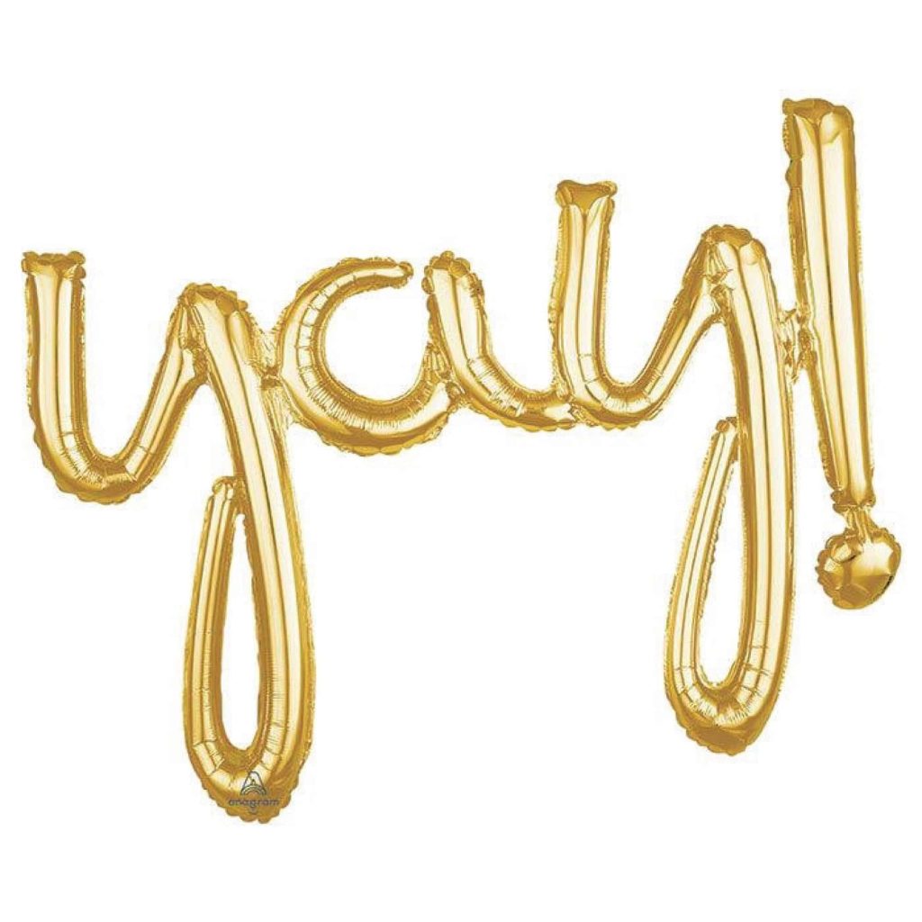 35″ Gold YAY! Script Balloon