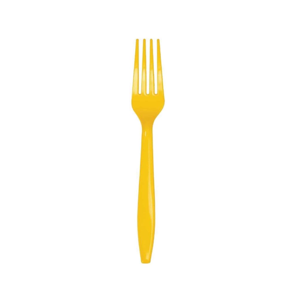 Yellow Plastic Forks 24ct