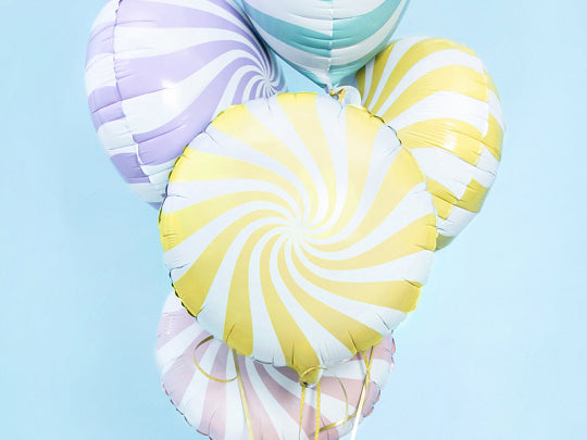 Yellow Swirly Lollipop Foil Balloon 14in