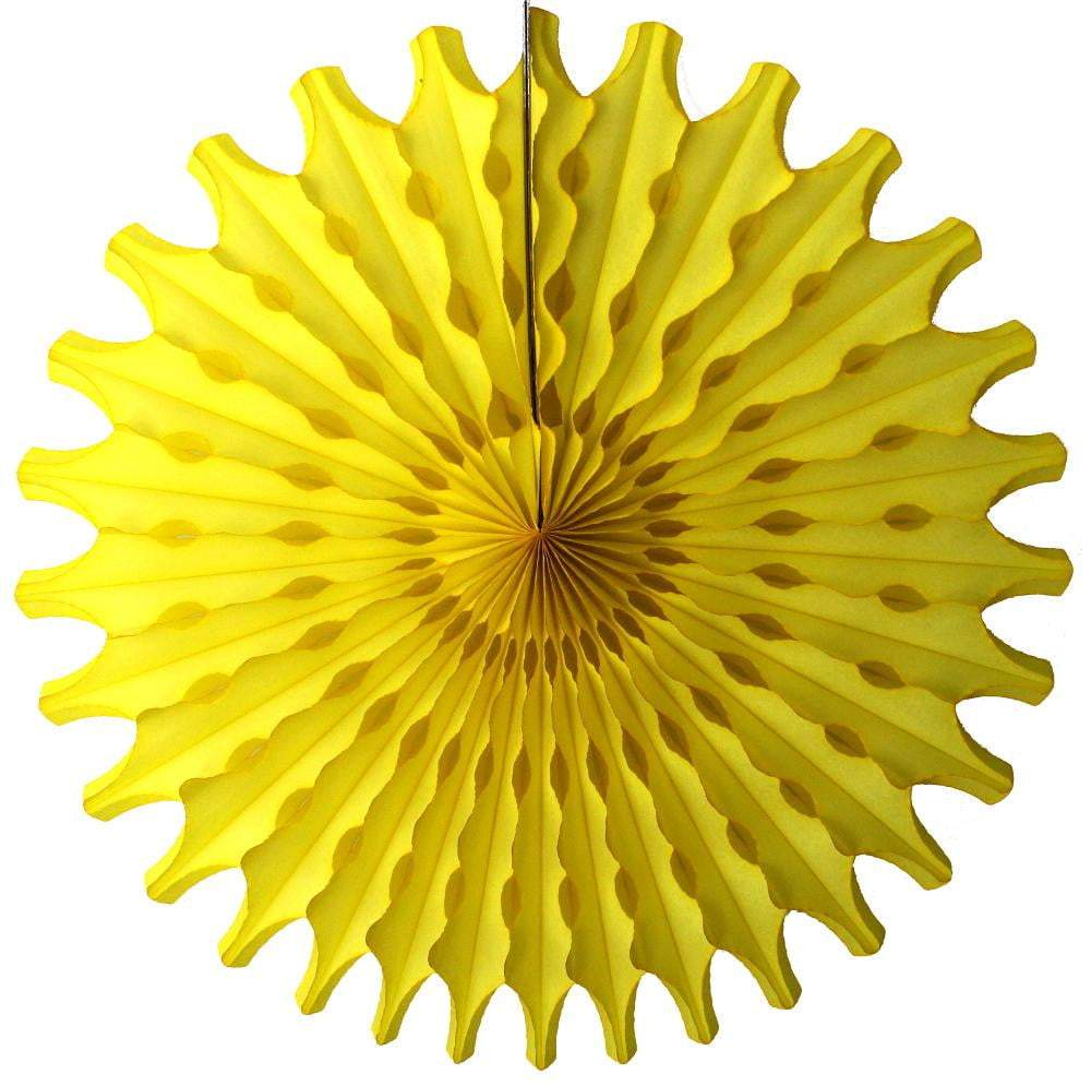 Yellow Tissue Paper Fan 18″