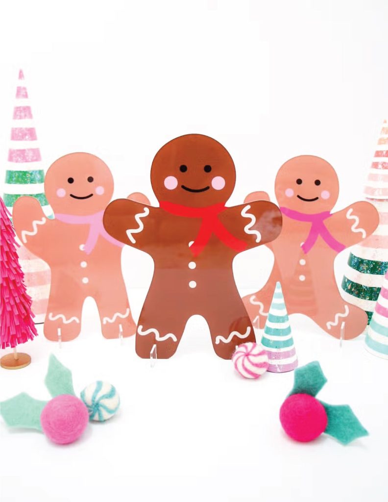 Acrylic Gingerbread Men Decorations 3ct