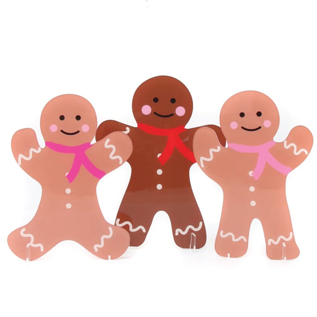 Acrylic Gingerbread Men Decorations 3ct