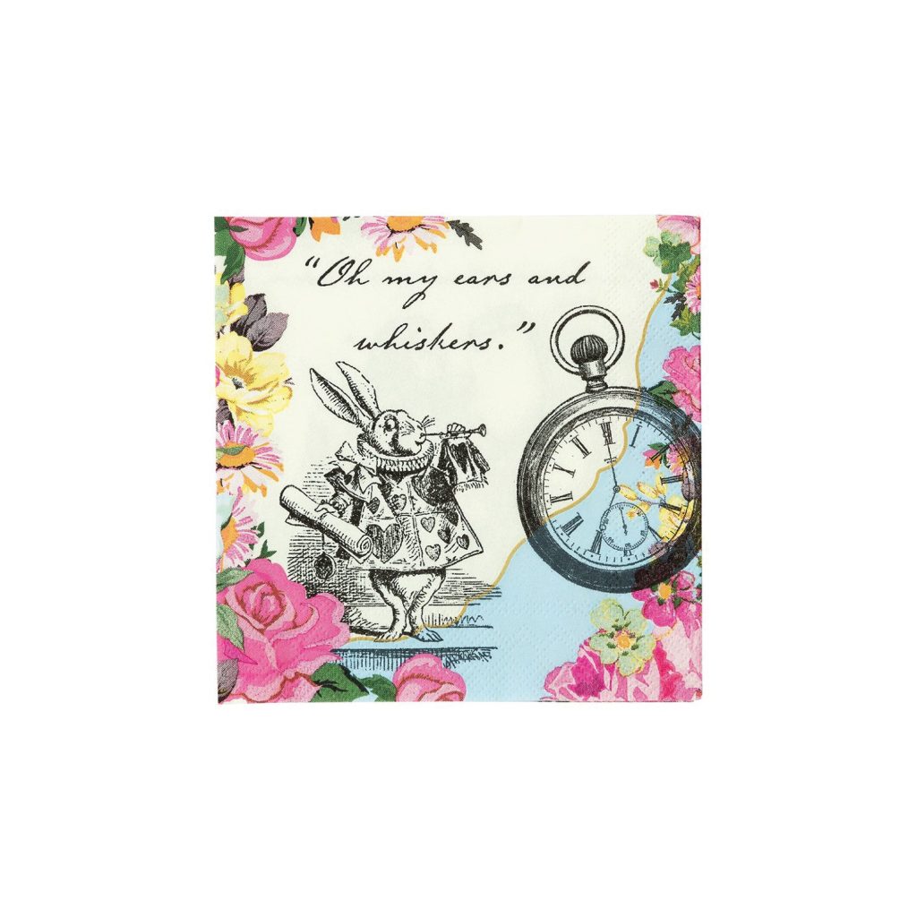 Floral Alice In Wonderland Dessert Napkins 20ct