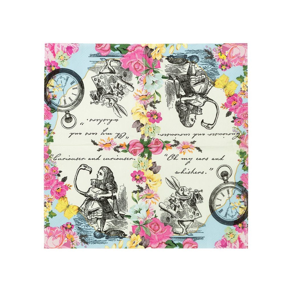 Floral Alice In Wonderland Dessert Napkins 20ct