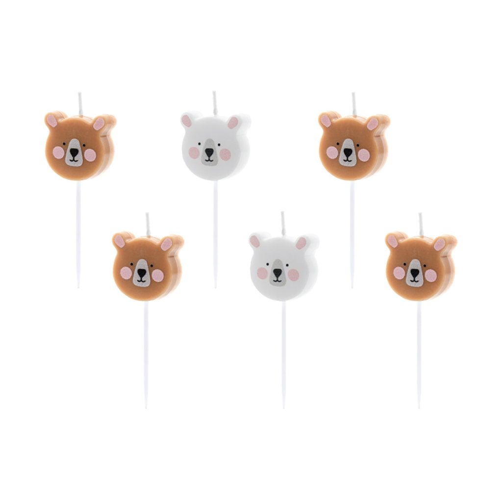 Teddy Bear Birthday Candles 6ct