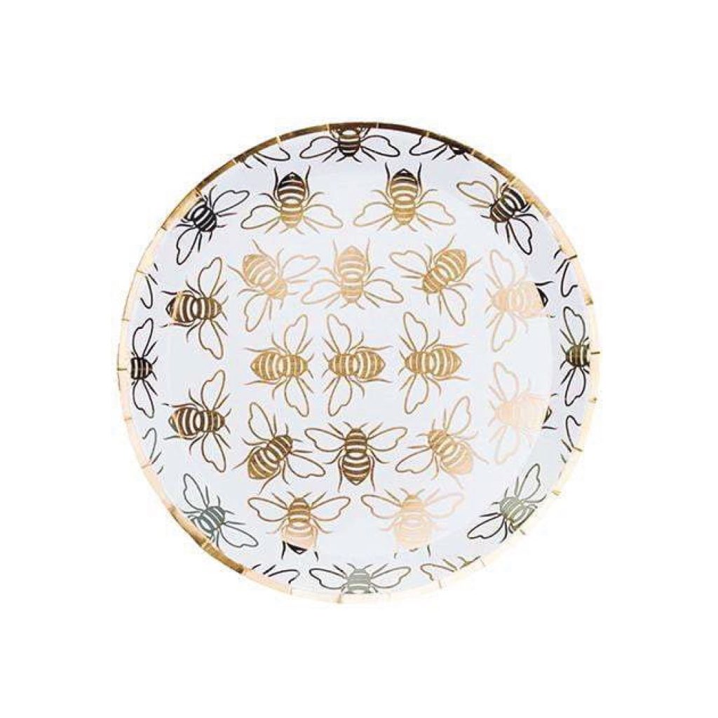 Gold Honey Bee Dessert Plates 8ct