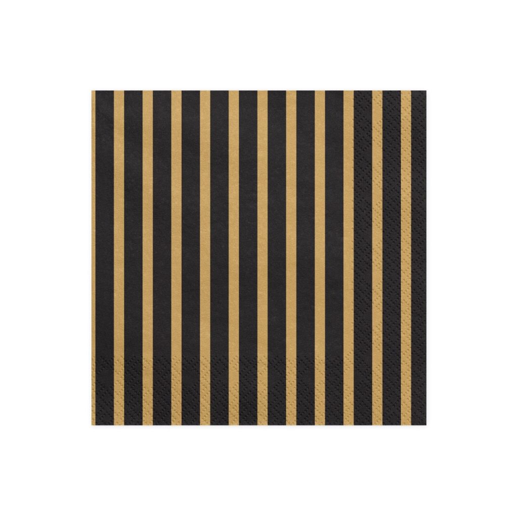 Black & Gold Stripe Lunch Napkins 20ct