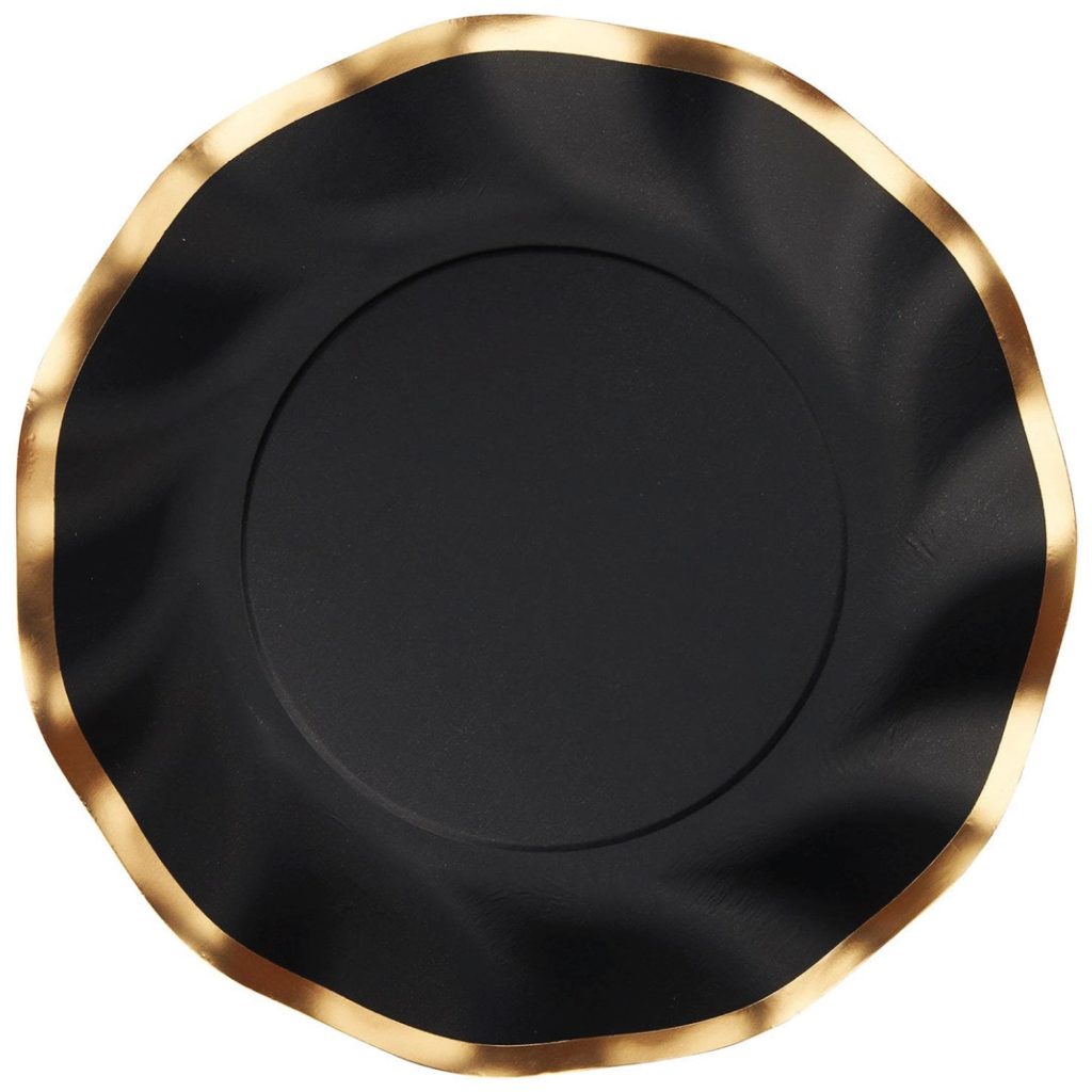 Black Wavy Dinner Plates 8ct