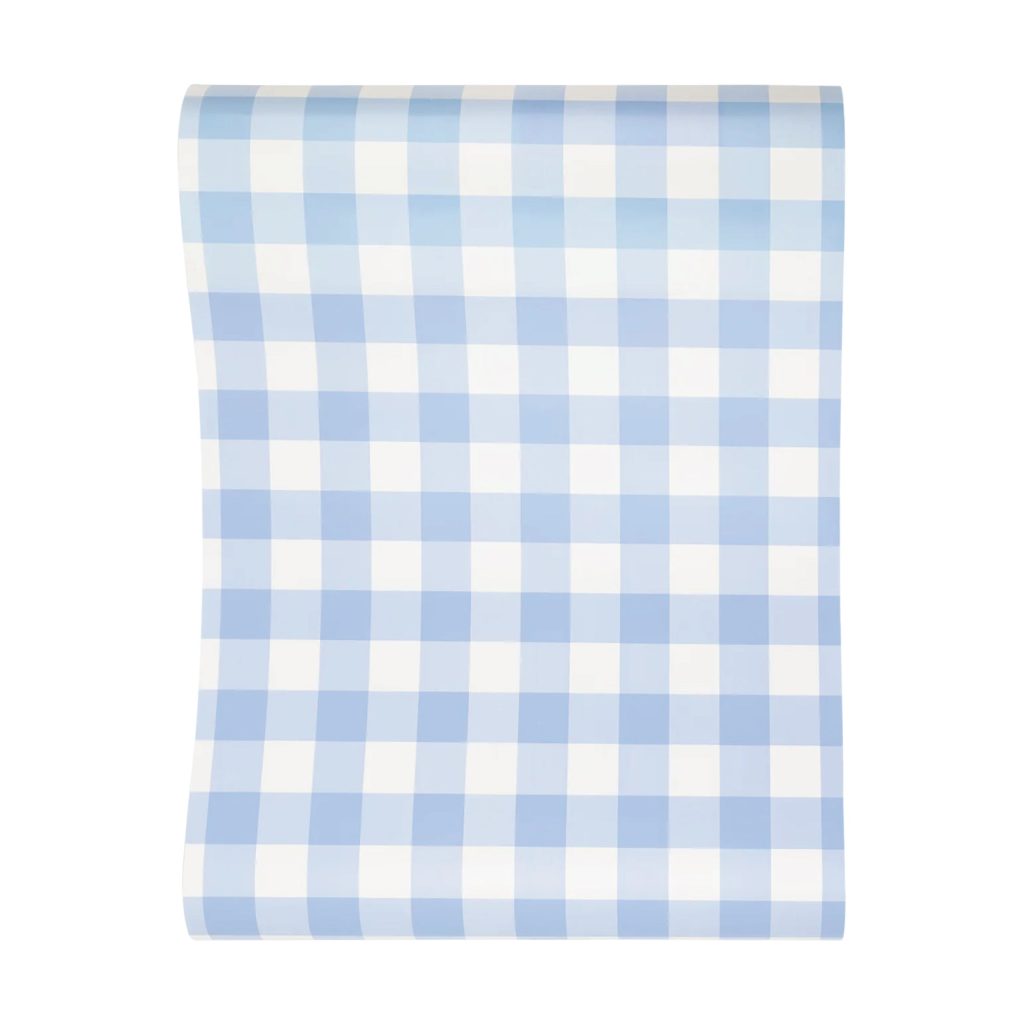 Blue Gingham Paper Table Runner 10ft