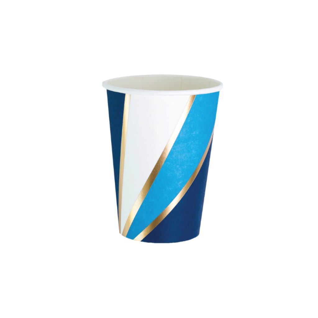 Blue & Gold Markle Paper Cups 8ct