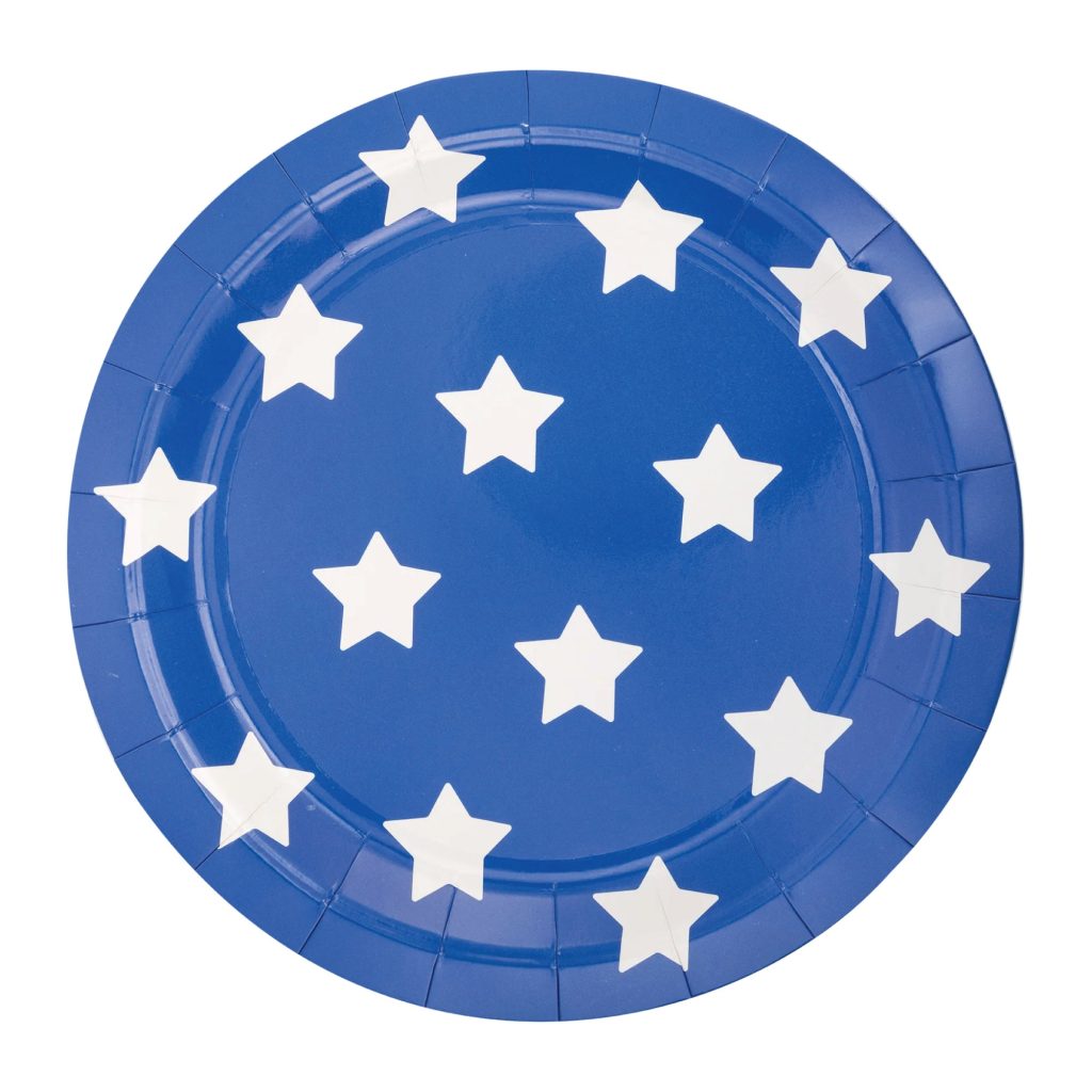 Blue & White Stars Lunch Plates 8ct