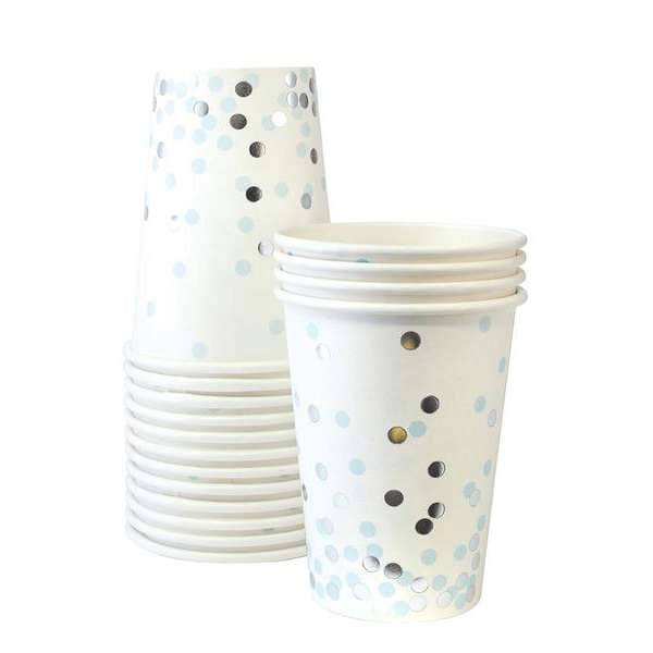 Blue & Silver Confetti Paper Cups 12ct