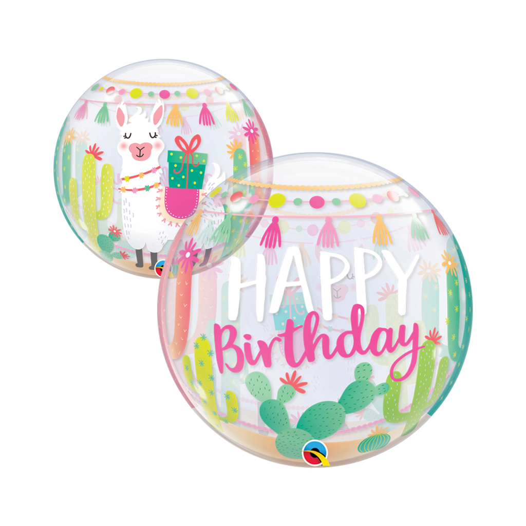 Boho Llama Happy Birthday Bubble Balloon 22in